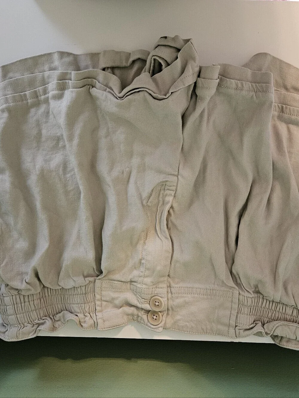 Anthropologie Smocked Paper Bag High-Waist Linen-Blend Shorts